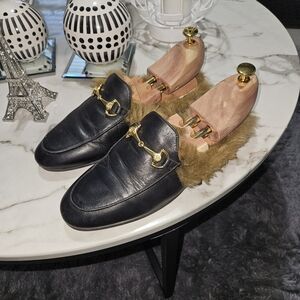 Roberto Cavalli Black and Brown Loafers with Gold Horsebit